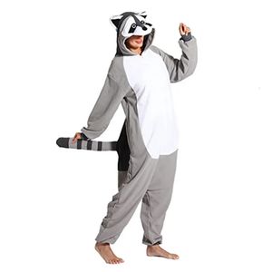 Dames Robe Grijs Wasbeer Kigurumi Onesies Anime Cartoon Dames Heren Pyjama Halloween Kerst Cosplay Anime Full Body Pijama 231206