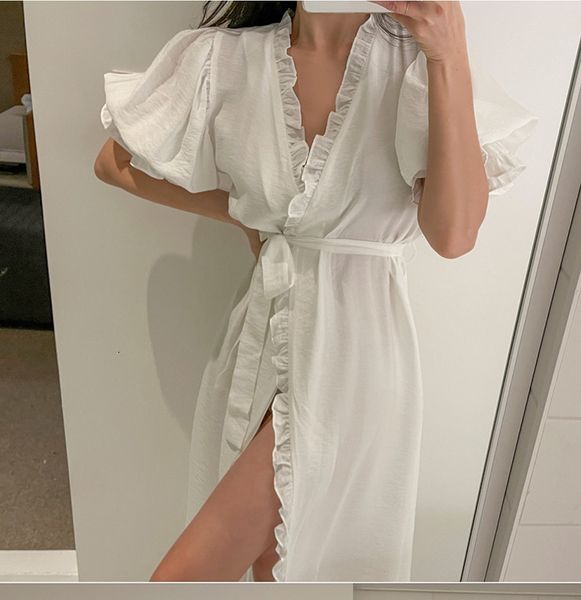 Bata para mujer Ropa de dormir para mujer Batas de princesa Pijamas. Señoras Chica Manga abullonada Ducha Spa Bata Albornoces de noche Camisón Bata Bata 230225