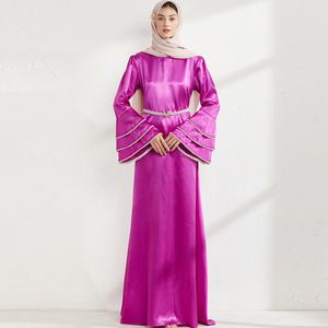 Robe de piste pour femmes col rond manches longues volants à plusieurs niveaux perlé élégant Maxi concepteur robes amples Vestidos