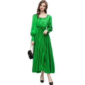 Runway-jurken voor dames met vierkante halslijn en lange mouwen, geplooid met kant, elegante Desiger-feestjurk, vestidos