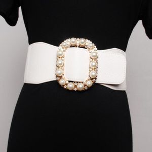 Fashion de piste féminine perle boucle élastique cummerbunds robe féminine corsets ceintures de ceinture décoration large ceinture R3176 2833