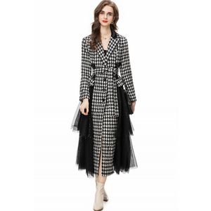 Trench-coat à col cranté pour femmes, manches longues, Double boutonnage imprimé Patchwork, coupe-vent à la mode, vêtements d'extérieur