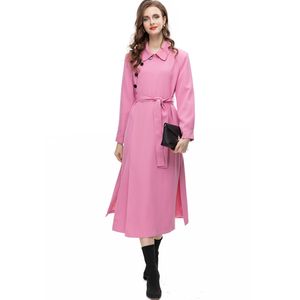 Trench-coat de piste pour femmes, col rabattu, manches longues, asymétrique, simple boutonnage, manteaux d'extérieur à la mode