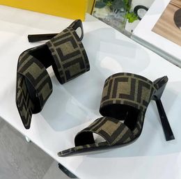 Sandalen voor dames designer schoenen slippers mode geletterd bedrukt lederen hoge hakken 6 cm, 10 cm luxe bruiloftsfeestjes schoenen maten 34-42