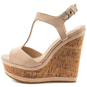 Sandales pour femmes en daim belles chaussures à la mode coins talons d'environ 15 cm de sandales.Size: 75 .Size: