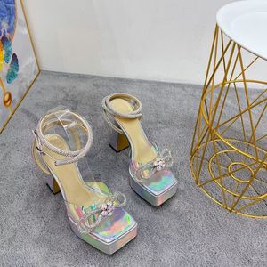 Dames sandalen dames bowknot platform schoenen klassieke transparante zomermode sexy enkel hakken 35-42