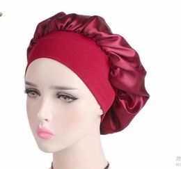 Dames Satijnen Solid Slaap Hat Nacht Slaap Cap Haarverzorging Bonnet Nachtkap voor Dames Heren Unisex Cap de Nuit GC820