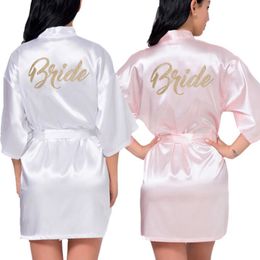 Boda de satén para mujeres Kimono Bride Gold Rata Sleepwear Druepas de dama de honor Pajamas Basco Camisco Spa Bolsa de novia Vestido 274L