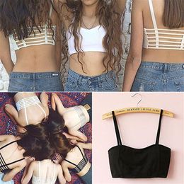 Femmes Sexy Bralette Caged Back Cut Out Bretelles Rembourré Soutien-Gorge Bralet Gilet Crop Top234d