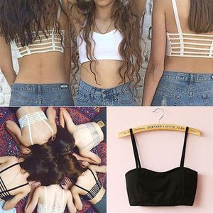 Bralette sexy para mujer con espalda enjaulada recortada con tiras y sujetador acolchado Bralet chaleco Crop Top2933