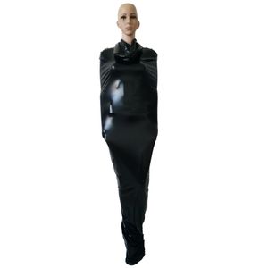 Trajes de catsuit sexy de las mujeres Mamá Black Body Full Body Shiny Metallic Spandex Zentai Catsuits Adulto Cosplay Fantasía Vestido