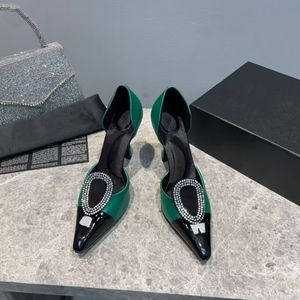 Sandales de designer sexy pour femmes mode cristal rond diamant boucle en cuir véritable soie talons hauts 9cm luxe piste chaussures de mariage boîte assortie 35-43