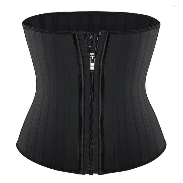 Femmes Shapers 25 Acier Os Latex Taille Formateur Avant Zip Et Crochet Fajas Ceinture Cincher Underbust Corset