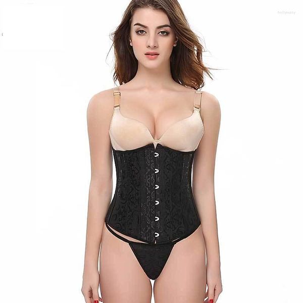 Shapers pour femmes 26 Spiral Steel Boned Waist Trainer Hourglass Underbust Corset Brocade Cincher Taille Xs-6xl Prix de gros en baisse