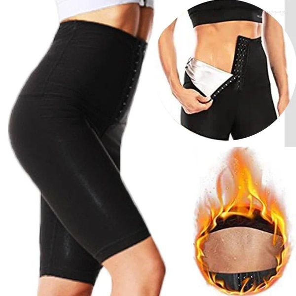 Shapers pour femmes 3 rangées de crochets de contrôle du ventre Pantalons de brûlure de graisse Chaleur Piège Sauna Transpiration Legging pour perte de poids Taille Entraîneur Leggings