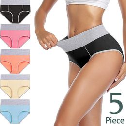 Moldeadores de mujer 5PCSLot Seamless Highwaist Ropa interior de mujer Color sólido Simple Negro Algodón Bragas Hiplifting para Sport Panty 230617