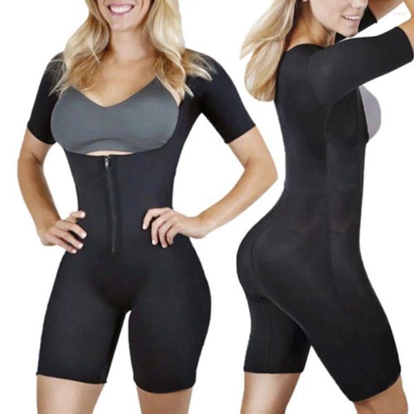 Formadores de mujeres Fajas de cuerpo completo negro Caderas Nalgas Postparto Corsé delgado Abdomen Neopreno delgado con cremallera Bodysui