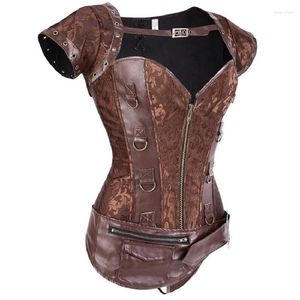 Damesjaberse zwarte dames punkstijl spiraalvormig stalen taille trainer cincher shaper faux lederen korset underbust voor feest