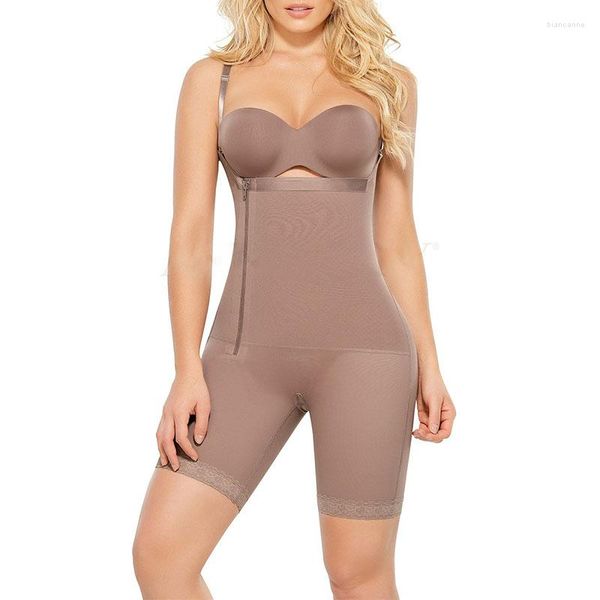 Shapers pour femmes Body Shaper Cinta Fermeture à glissière latérale Bandoulière Body Gaines réductrices Femmes Fajas Contrôle du ventre colombien BuLifter