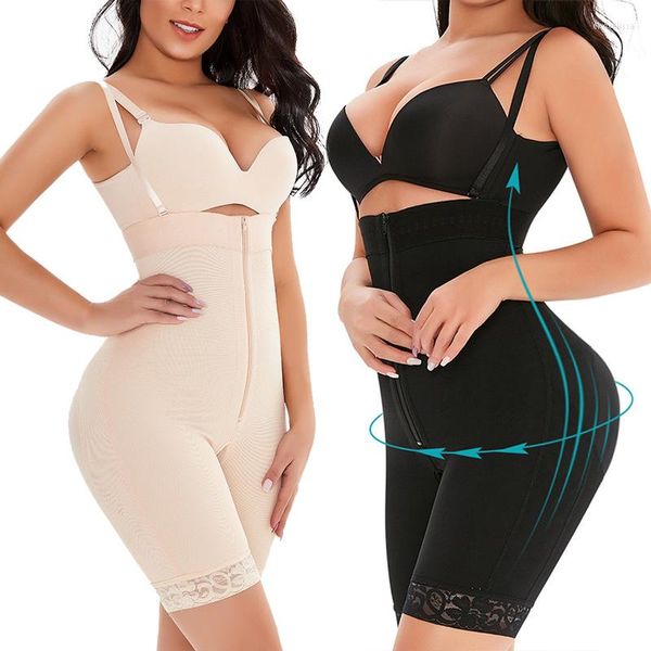 Femmes Shapers Body Shapewear Femmes BuLifter Taille Haute Poitrine Zipper Minceur Sous-Vêtements Antidérapant Taille Formateur Corset Liants Culotte