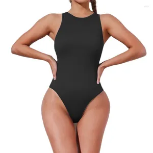 Body sculptant pour femmes, Sexy, côtelé, sans manches, col licou, Shapewear