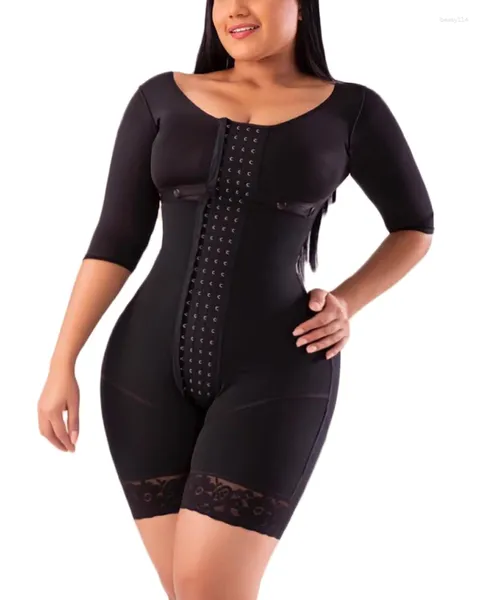 Combinadores para mujeres Bra-girdle fajas combinación de carrocería con mangas de cierre frontal ganchos ajustables folletos