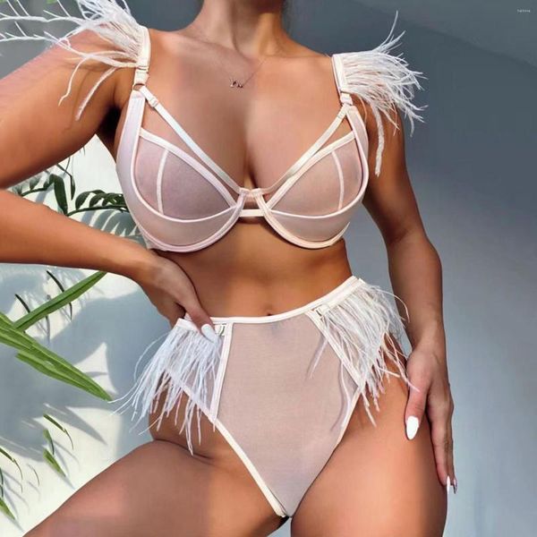 Femmes Shapers mariée Lingerie noir rose plume soutien à armatures poitrine Sexy sous-vêtements deux pièces corps façonnage costume séparé