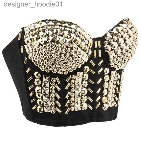 Formadores de mujeres Bustiers Corsés Tallas grandes Mujeres Resina Gemas Rebordear Rhinestone Bustier Crop Top Spaghetti Strap Push Up Corset Bra Chaleco Sexy Party Club Nosotros L230914