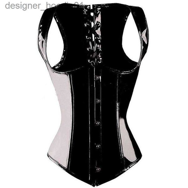 Shapers de mujer Bustiers Corsés PVC Vinilo Goth Correa Underbust Cintura Cincher Bustier Corset G-string Tamaño S-2XL Body Shaper Entrega rápida L230914