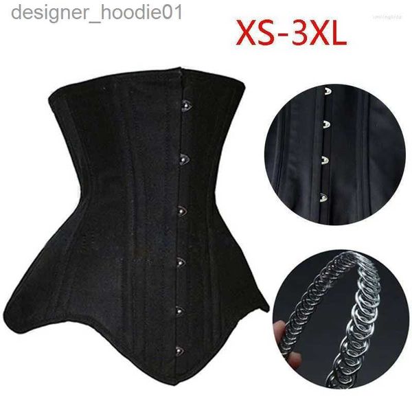 Formadores de mujeres Bustiers Corsés Mujeres Underbust Corset Top Huesos de acero Adelgazamiento Bustier Tops Cintura Trainer Cincher Cinturones Negro XS-2XL Outwork L230914