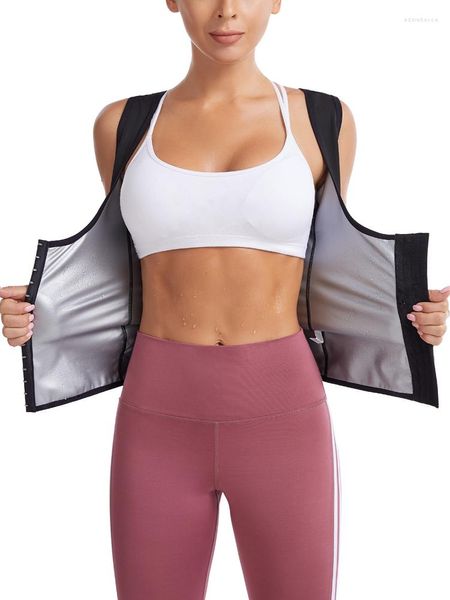 Modeladores de Mujer CHENYE Entrenador de Cintura Cremallera Camisa de Sauna Gimnasio Trajes para Adelgazar Pérdida de Peso Sudor Camisetas sin Mangas Body Shaper Chaleco de Fitness con Gancho de 3 Filas