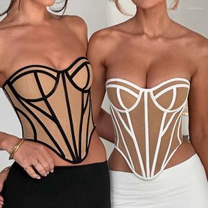 Shapers voor dames CINOON strapless corset lingerie Pittig meisje sexy vormbeha Europees en Amerikaans mouwloos printondergoed