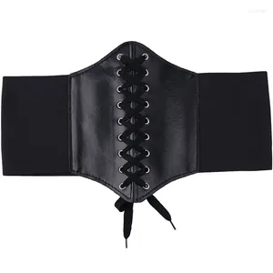 Femmes Shapers Corsets pour femmes large ceinture gothique minceur gaine ventre plat blanc corset élastique taille haute faux cuir ceintures noires