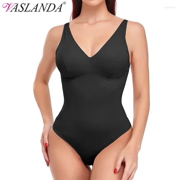 Formadores de mujeres Cuello en V profundo Fajas Body Tanga Shaper para mujeres Entrenador de cintura Cuerpo Adelgazante Ropa interior Sujetador incorporado Camisolas Tops