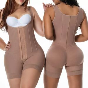 Damesjaberse faja colombiaanas compressie shapewear afslankschede full body dubbele post chirurgie kanten kont lifter controle buik sexy slip 230425