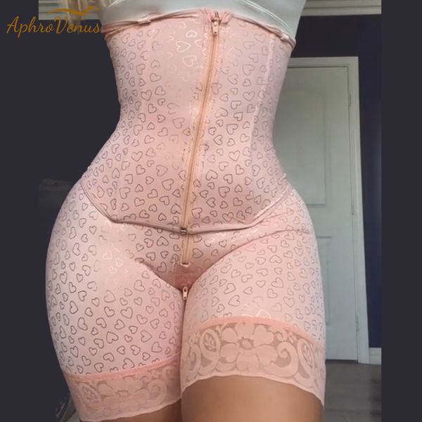 Femmes Shapers Fajas Colombianas short imprimé rose et corset serré taille haute compression pour l'amélioration de la forme des hanches et la perte de poids vêtements 230407