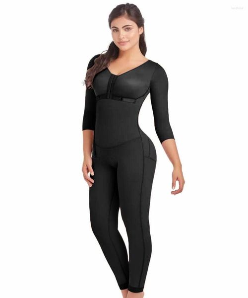 Shapers pour femmes Fajas Colombianas Femmes Fermeture à glissière latérale Manches longues Body Shapewear Perte de poids Post-partum Shaper Post Liposuccion Body