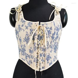 Damesjaberse mode bedrukte Camisole strakke crop top sexy truitstring sling dames mouwloze wrap borst corset tanktops taille cinchers