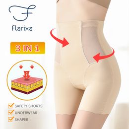 Shapers pour femmes Flarixa 3 en 1 taille formateur corps shapewear sans couture taille haute culotte abdominale femmes hanche ascenseur shorts de sécurité corset 230509