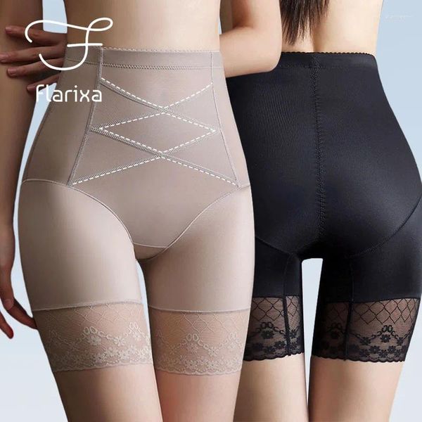 Shapers Femmes Flarixa Plus Taille Shapewear pour femmes Taille haute Shaper Culotte Cross Sous-vêtements amincissants Shorts de sécurité Bulifter Body