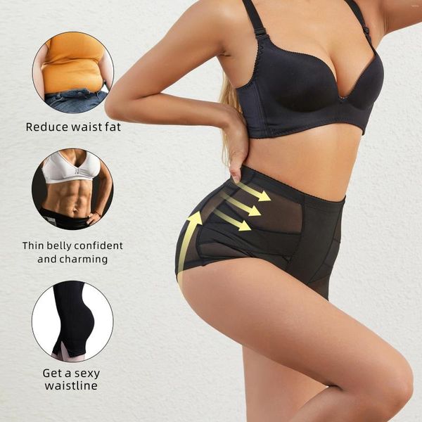 Moldeadores de mujer Pantalones de abdominoplastia de fondo plano Levantamiento de cadera Almohadilla fija Transpirable Fajas Malla Moldeador de cuerpo Corto Fitness Tight Sport Shaper