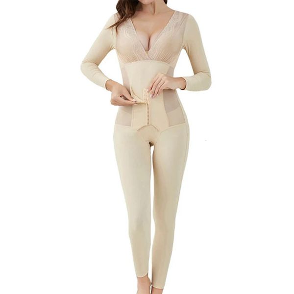 Formadores de mujeres Longitud completa Shapewear Body Mujeres Body Shapers Adelgaza la ropa interior de encaje con cuello en V Corpiño sexy Entrepierna abierta 231219