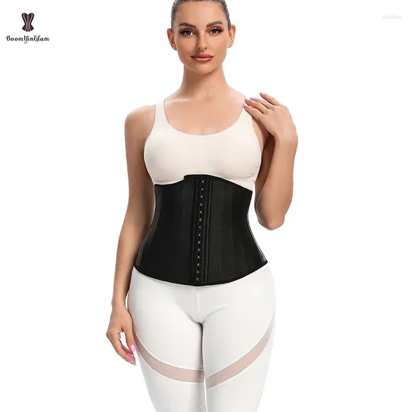 Shapers pour femmes Glitter Latex 25 Robs Low Cut Taille Formateur Corset 3 Crochet Ceinture réglable Fitness Body Shapewear