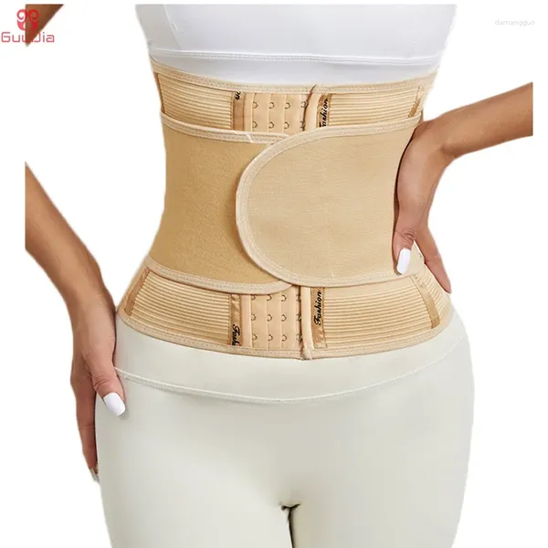 Fajas para mujer GUUDIA 4 filas Gancho Etiqueta mágica Cinturones de control de barriga Soporte lumbar Faja moldeadora corporal Corsés de gimnasio Fajas 24 cm Cintura