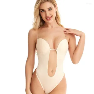 Shapers Femmes Invisible Shaper Soutien-Gorge Sexy Body Corset Dos Nu Col V Profond U Plongeant String Taille Formateur Sangle Claire Rembourré Shapewear