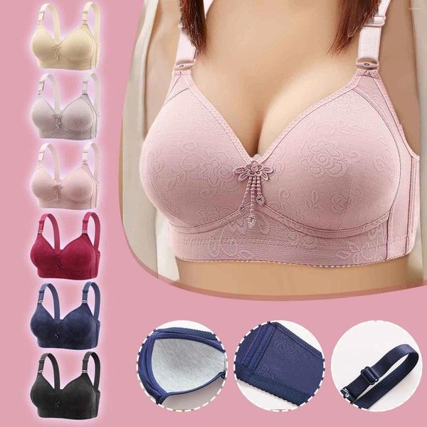 Femmes Shapers Grand Jacquard Mince Coupe Trois Boutons Sans Anneau En Acier Sexy Soutien-Gorge Bralette Transparent