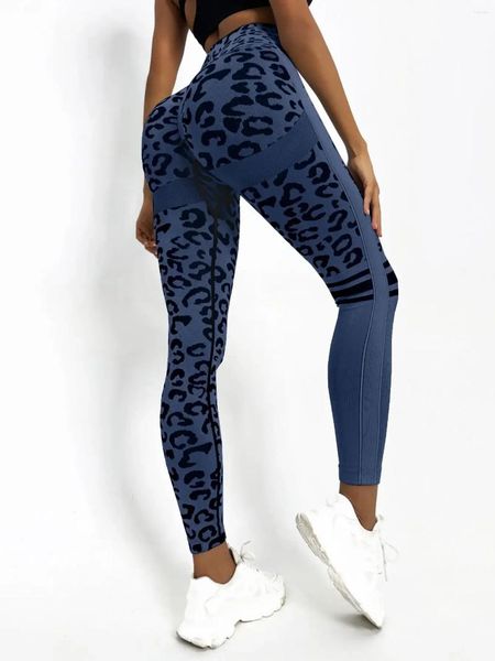 Formadores de mujer Estampado de leopardo Secado rápido Correr Yoga Leggings Sexy Cintura alta Levantamiento de glúteos Ajuste Outwear Pantalones largos Ropa deportiva