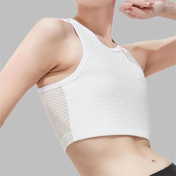 Formadores de mujeres Ropa deportiva lesbiana Pecho Carpeta de pecho Trans Crop Top Corsé plano Estiramiento Cuerpo Shaping Hebilla Tomboy Bra Tank