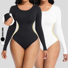 Femmes Shapers Fajas Colombianas Sexy Cou Body À Manches Longues String Shapewear Femmes Tummy Control Body Shaper Bodycon Jumpsuit