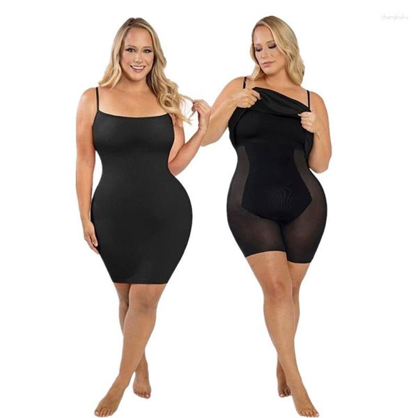 Moldeadores de mujer Maxi Bodycon Shaper Dress Built In Bra Body para mujer Long Backless Slip Spaghetti Strap vestidos con Shapewear